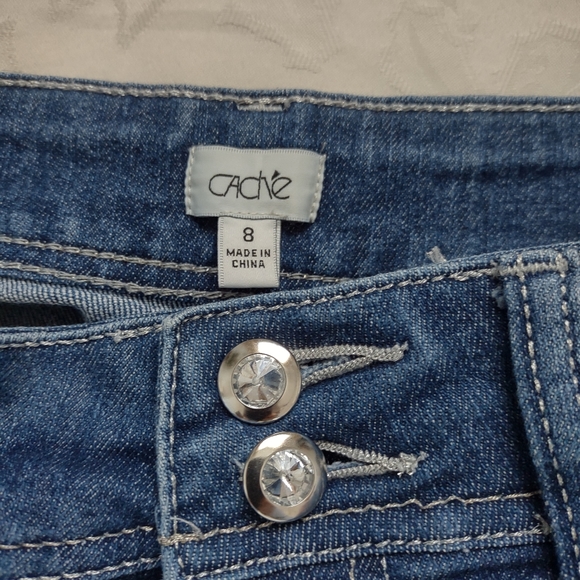 Cache crystals embellished flare wide leg jeans - Picture 6 of 10